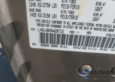 2004 Jeep Liberty Sport from USA, damaged, VIN 1J4GL48K84W287121